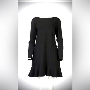 Michael Kors Collection $1850 Wool Black Drop Waist Dress Size 10 Italy Classic